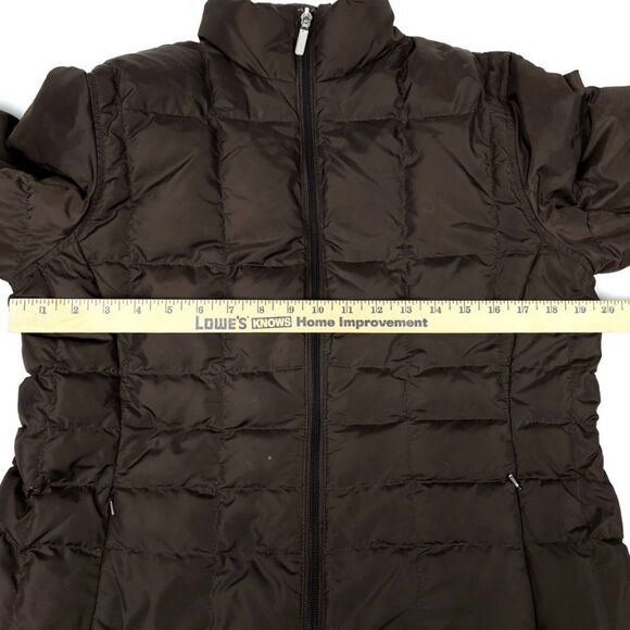 LANDS END Goose Down Quilted Reversible Puffer Jacket Brown Medium 90's Gorpcore - Picture 2 of 9